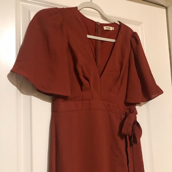 Burnt orange faux tie dress - Picture 5 of 7